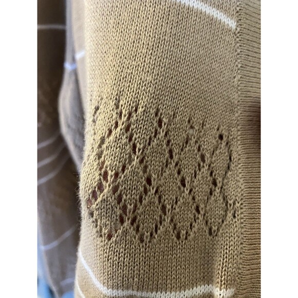 Basic Editions Womens Open Front Striped Tan/White Cardigan Size XL - Picture 5 of 7